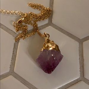 Purple Crystal Necklace with Gold Detailing